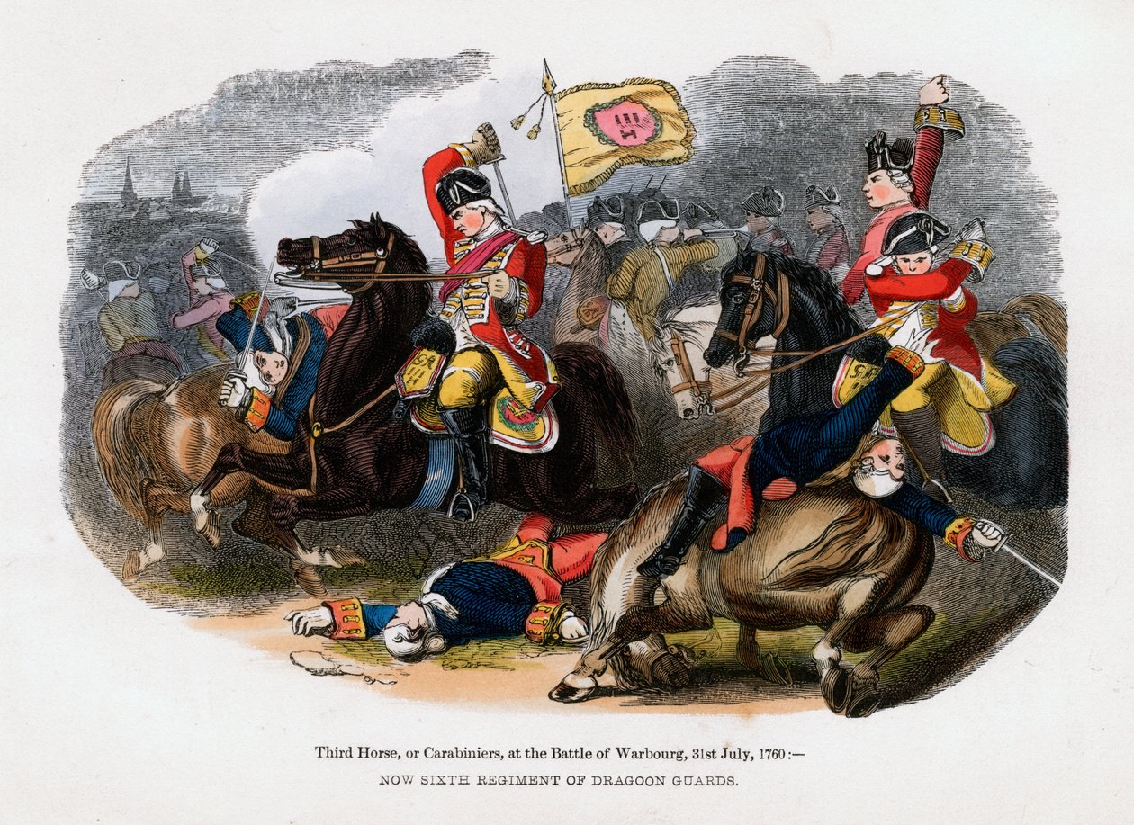 Third Horse, eller Carabiniers, ved slaget ved Warburg, 31. juli 1760 af Unbekannt
