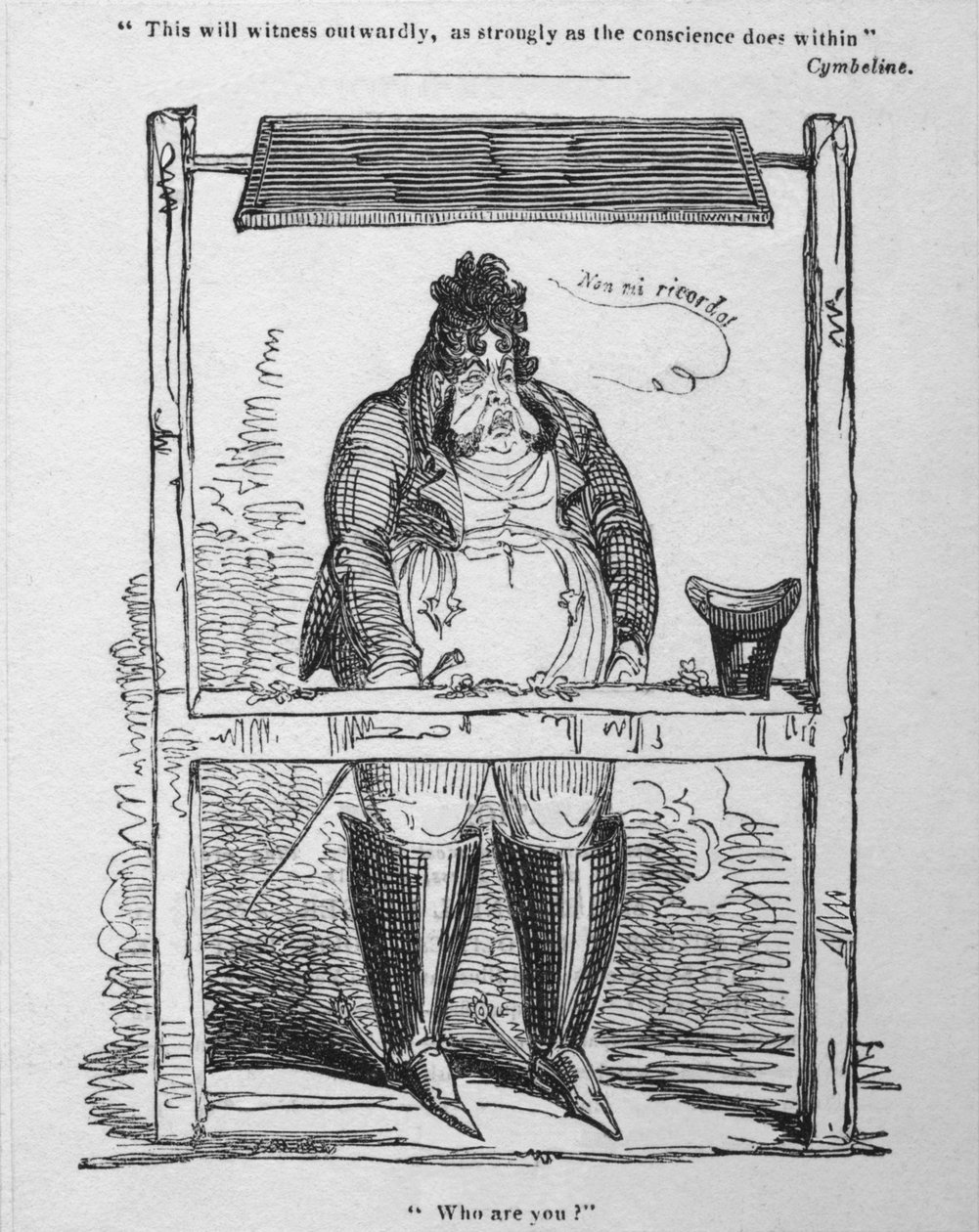 Dette vil vidne udadtil, lige så stærkt som samvittigheden gør indeni, Cymbeline, c1820. af Unbekannt