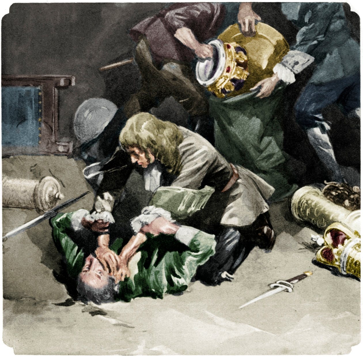 Thomas Blood forsøgte at stjæle kronjuvelerne fra Tower of London i 1671, 1937 af Unbekannt