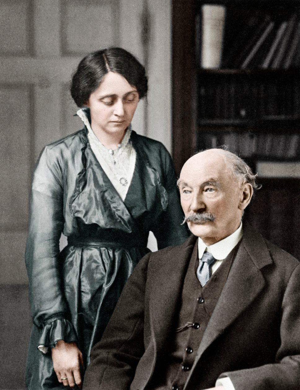 Thomas Hardy, engelsk digter, romanforfatter og dramatiker med sin anden kone, Firenze, 1912-1928 af Unbekannt
