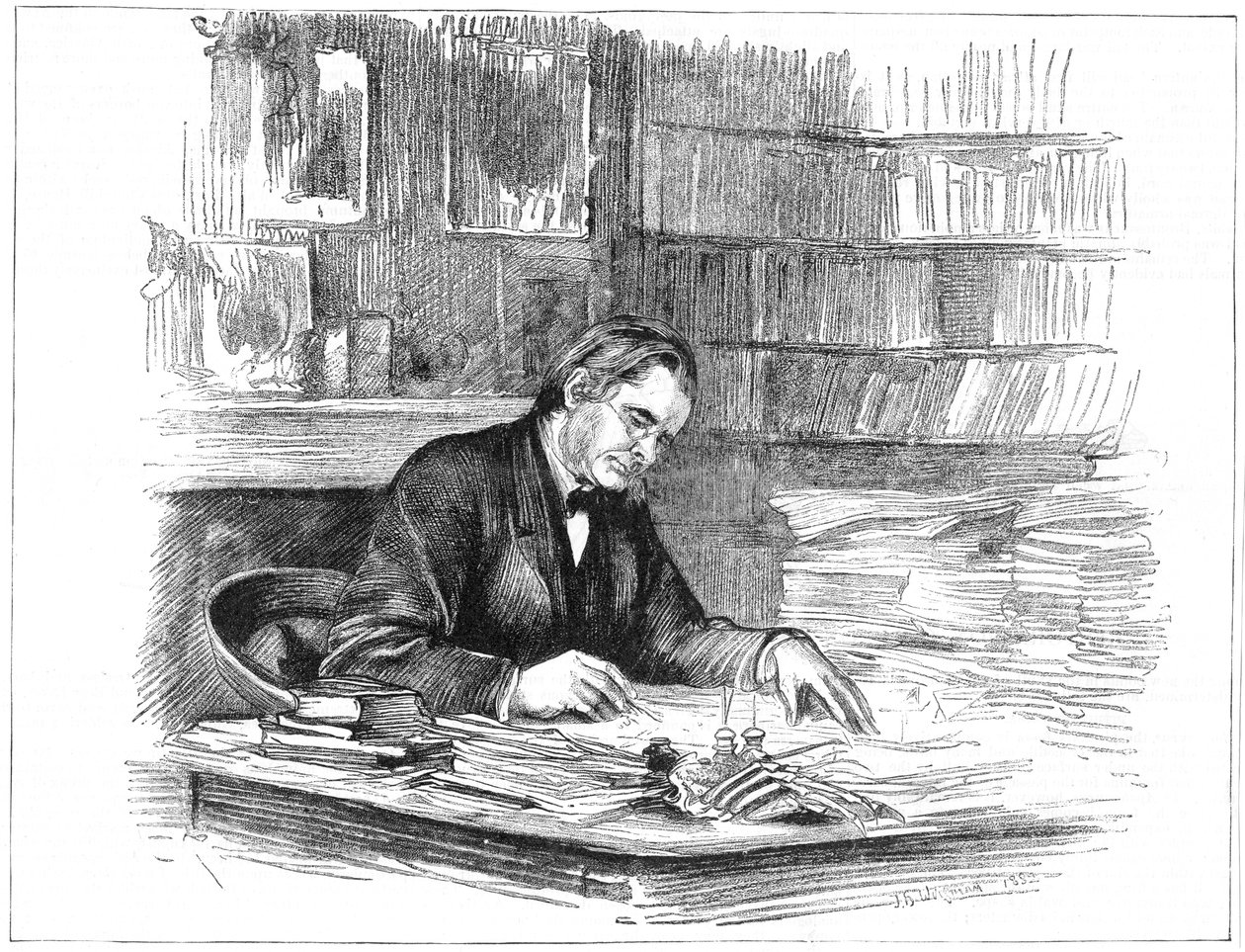 Thomas Henry Huxley, britisk biolog, ved sit skrivebord i 1882 1883 af Unbekannt