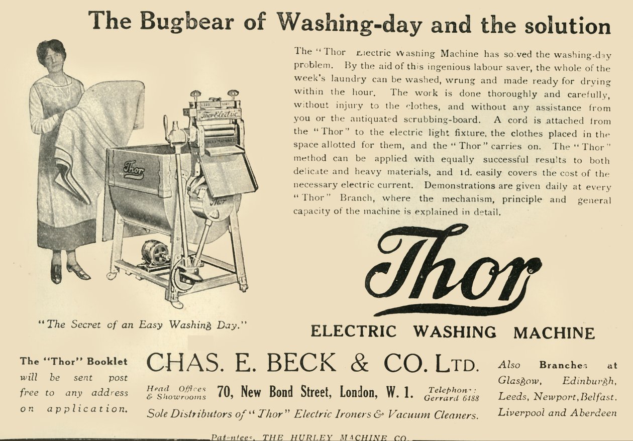 Thor: Elektrisk vaskemaskine - Chas E. Beck & Co. Ltd, 1920. af Unbekannt