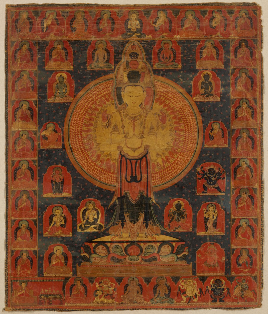 Thousand-Armed Chenresi, en kosmisk form af Bodhisattva Avalokiteshvara, 14. århundrede. af Unbekannt