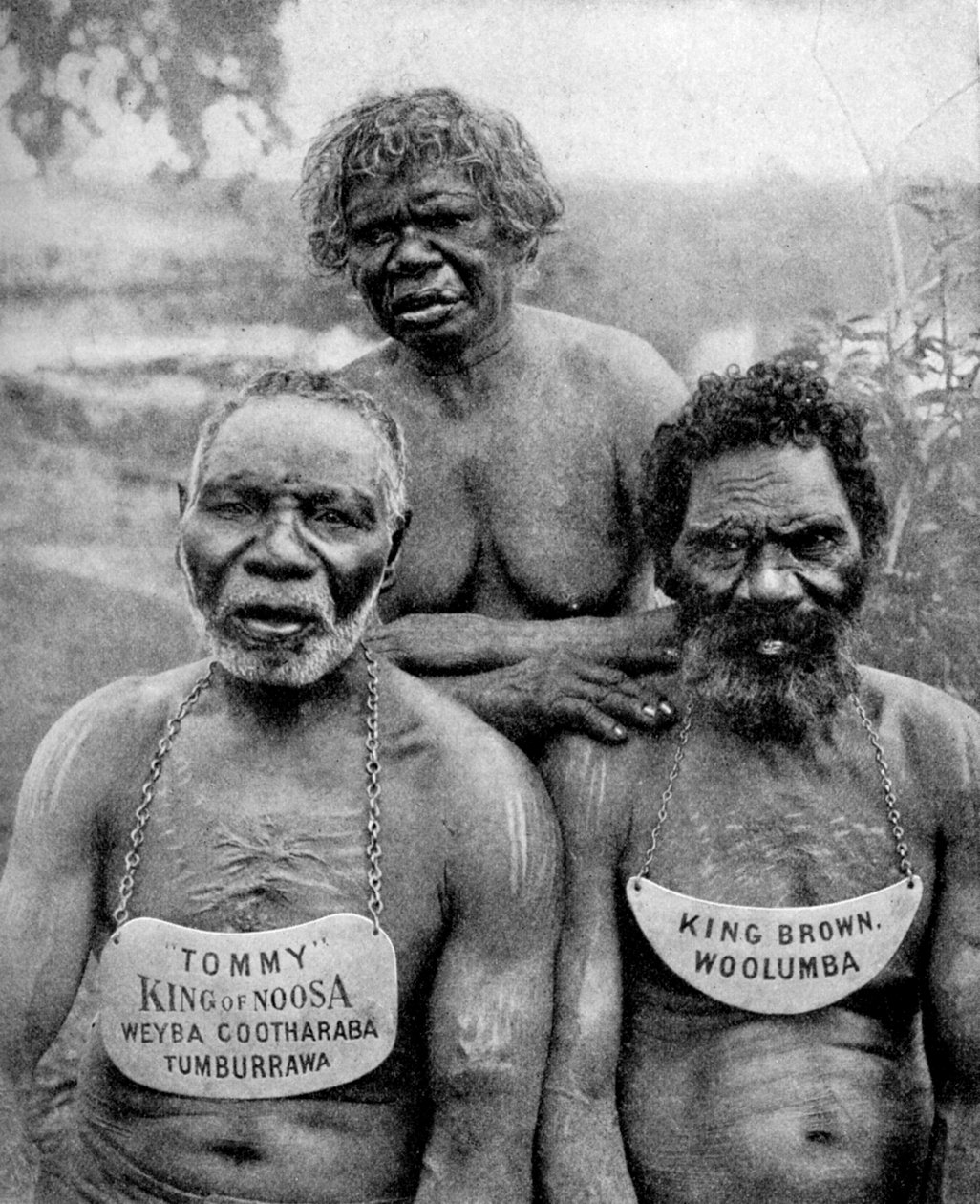 Tre aboriginer fra kyststammerne over Brisbane, Australien, 1922 af Unbekannt