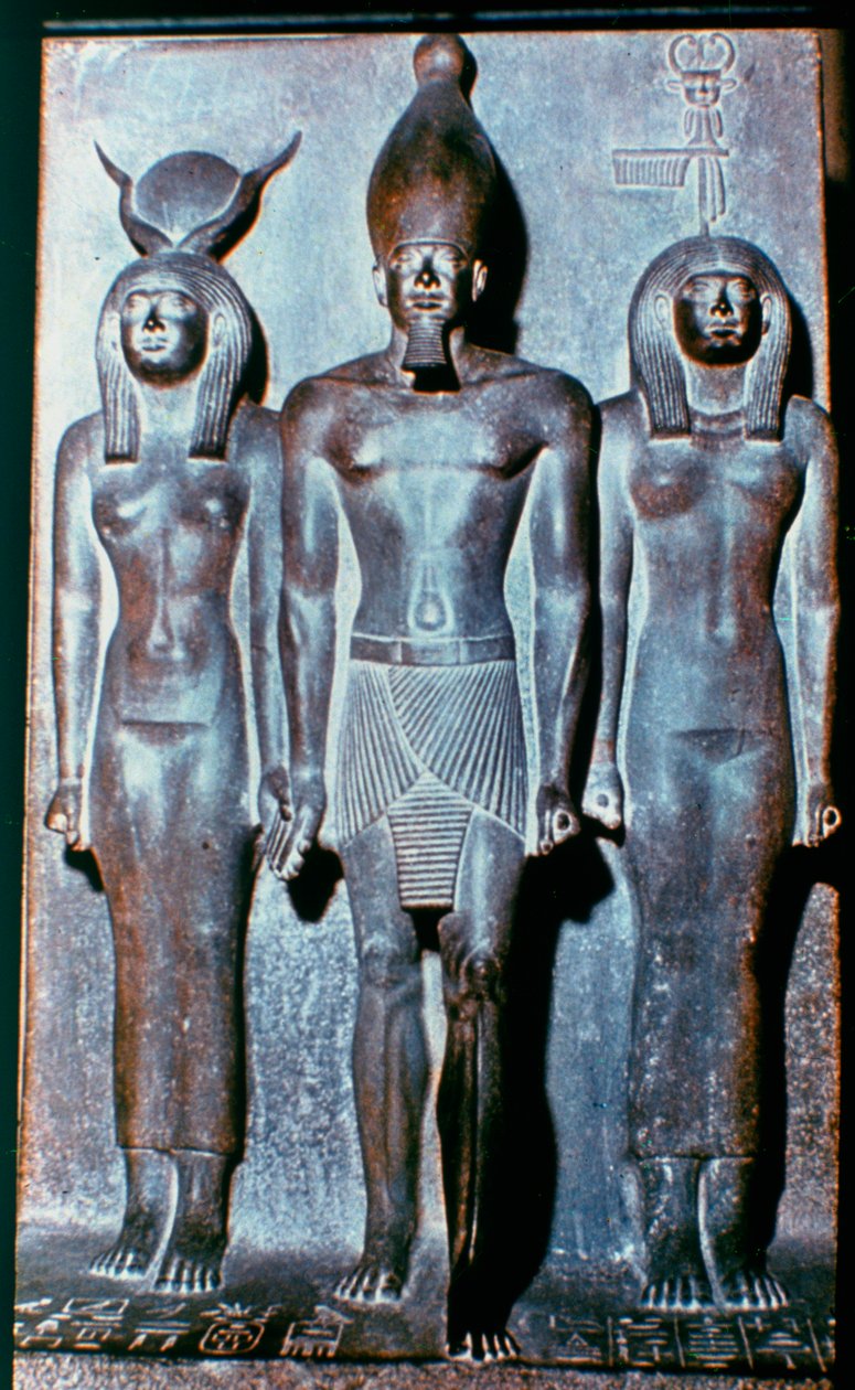 Tre egyptiske figurer, Egypten, 2600 f.Kr af Unbekannt