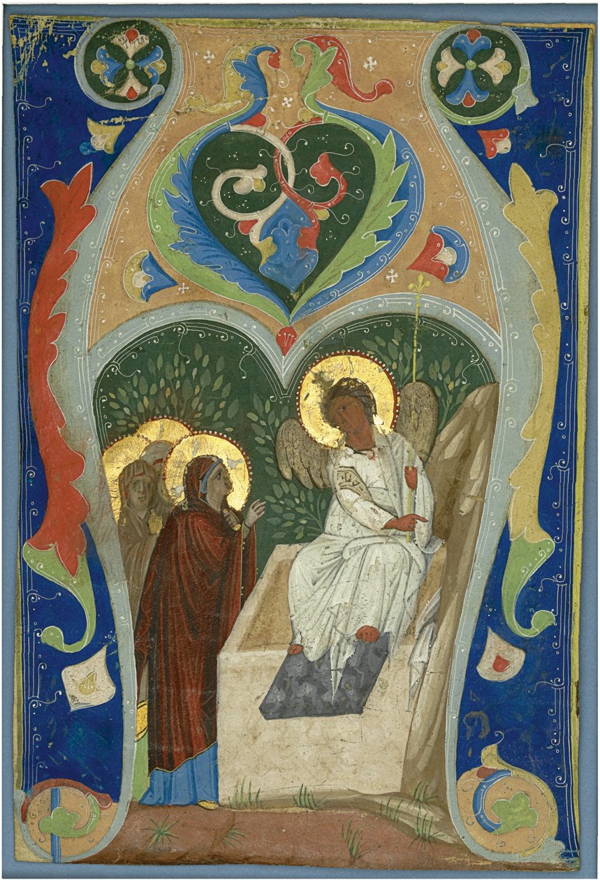 Tre Maries og den brændende engel ved graven. Oprindeligt, ca 1310 af Unbekannt