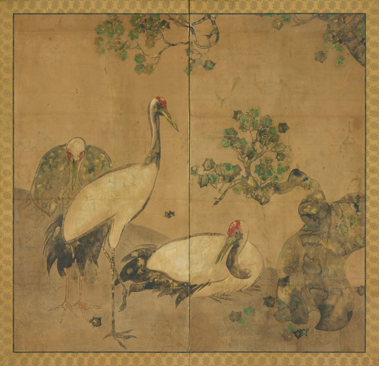 Tre traner under et træ, Edo-perioden, 1615-1868. af Unbekannt