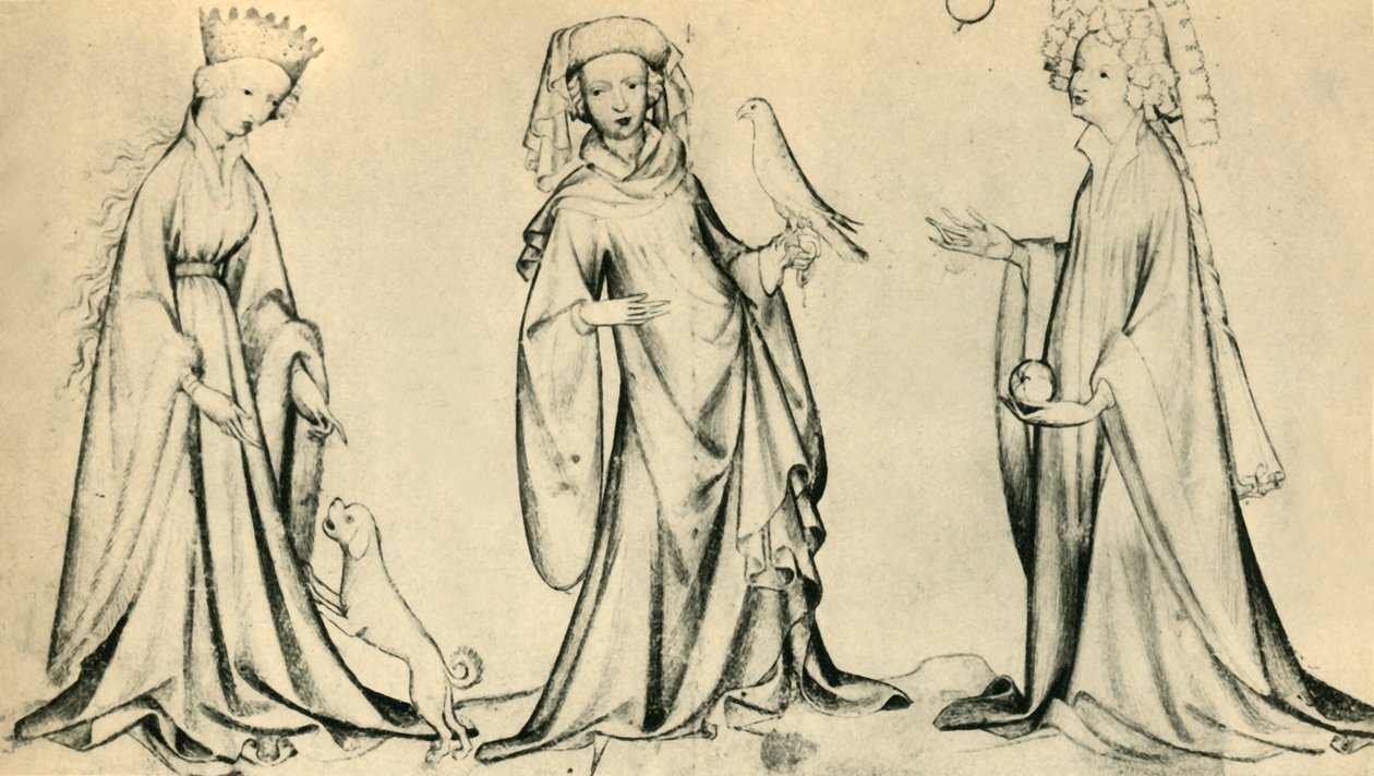 Tre unge kvinder, c1400, 1943. af Unbekannt