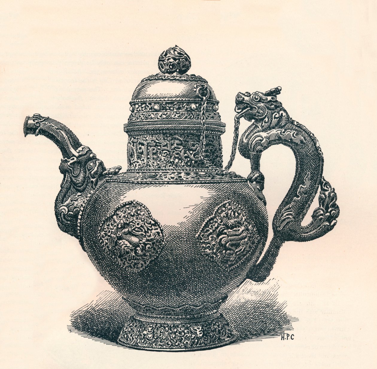 Tibetansk tekande med dragetud og håndtag, der viser kinesisk indflydelse, c1904 af Unbekannt