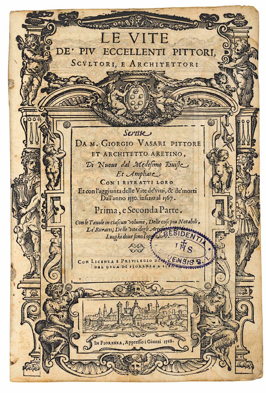 Titelside fra: Giorgio Vasari, The Lives of the Most Excellent Italian Painters..., 1568. af Unbekannt