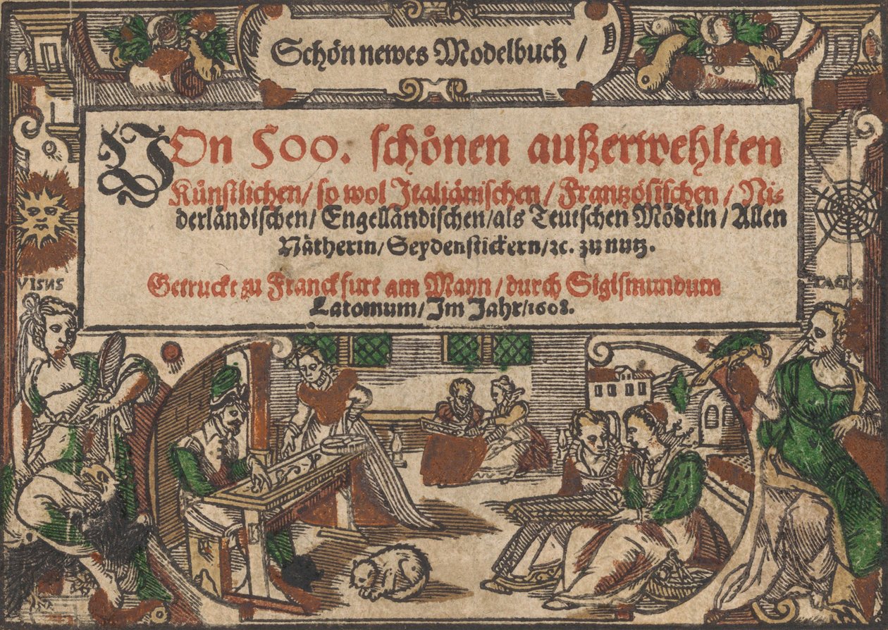 Titelblad fra Schön newes Modellbuch Side 1r, 1608. af Unbekannt