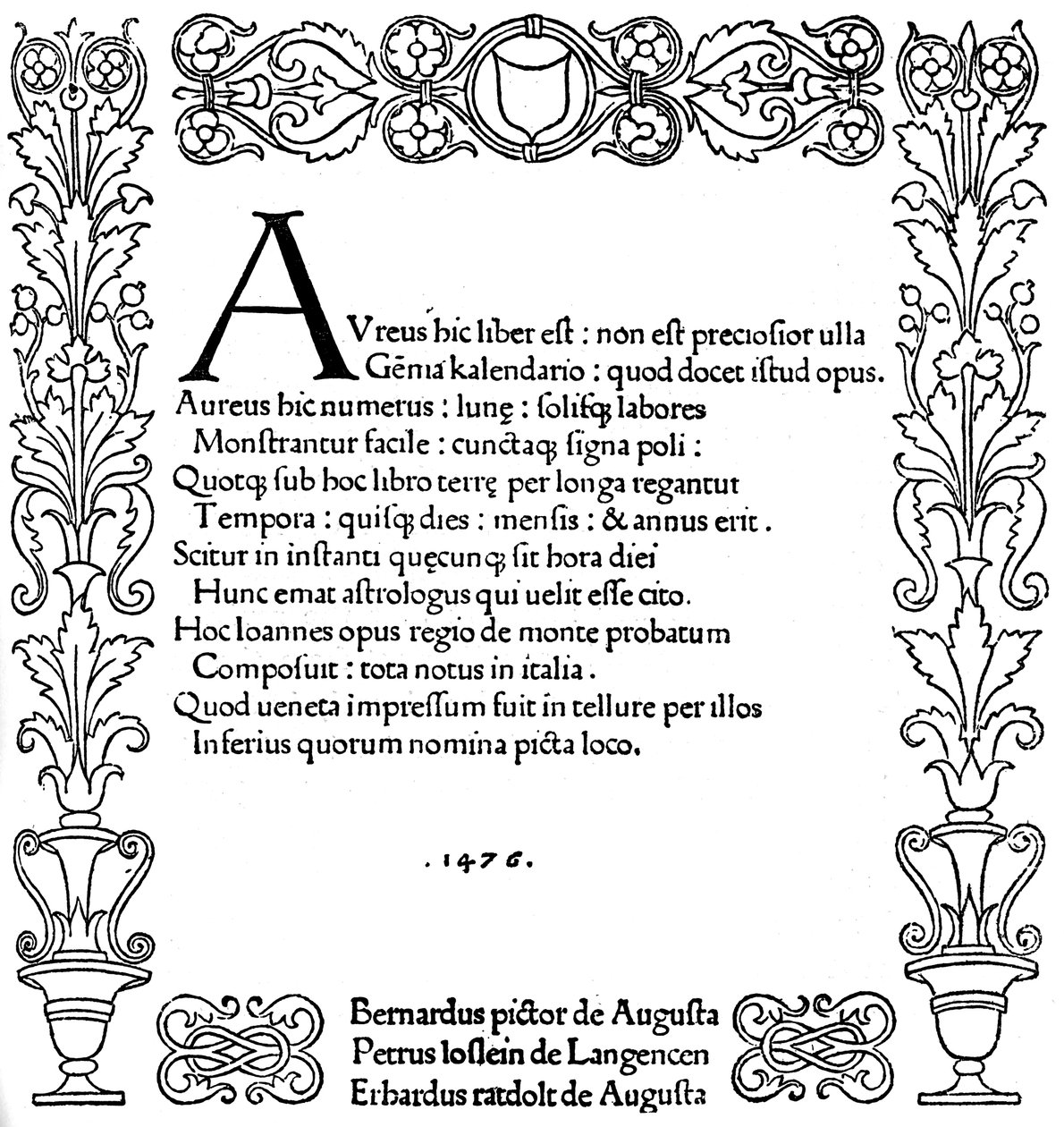 Titelblad til Kalendarium af Regiomontanus, 1476, 1893 af Unbekannt