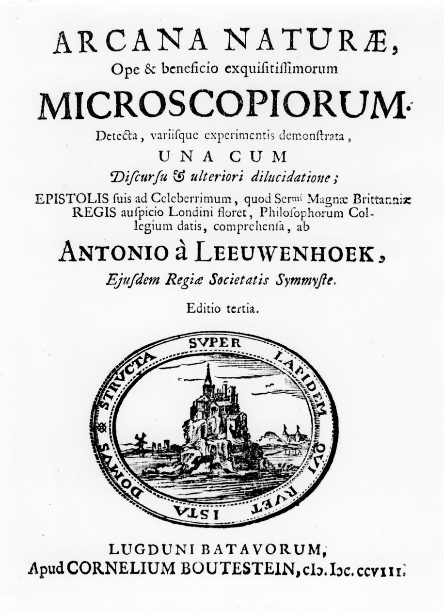 Titelside af Microscopium af den hollandske mikroskopist Anton van Leeuwenhoek, 1708 af Unbekannt
