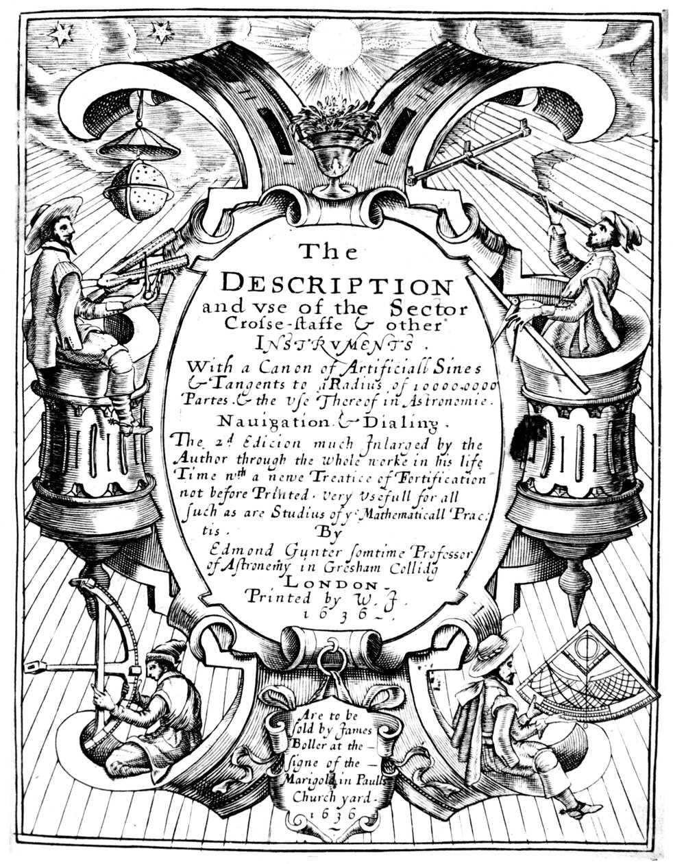 Titelside af The Description and Use of the Sector af Edmund Gunter, 1636 af Unbekannt