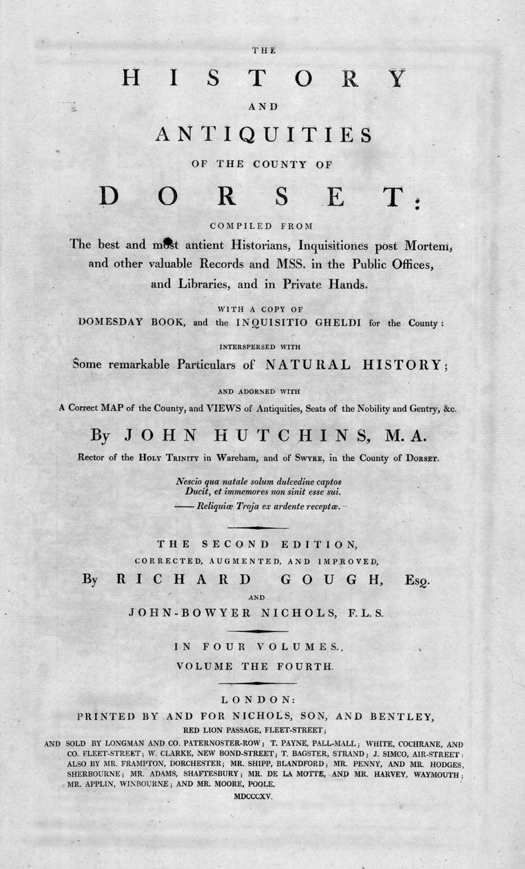 Titelside af The History and Antiquities of County of Dorset, 1815. af Unbekannt