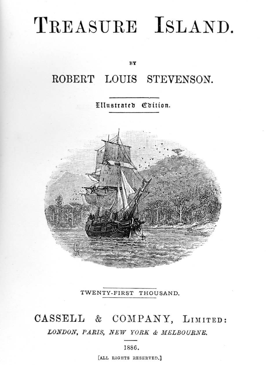 Titelside på Treasure Island af Robert Louis Stevenson, 1886 af Unbekannt