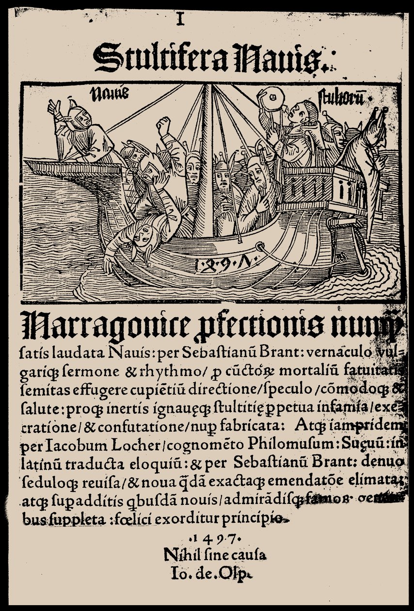 Titelside af bogen Fools Ship af Sebastian Brant, 1497. af Unbekannt