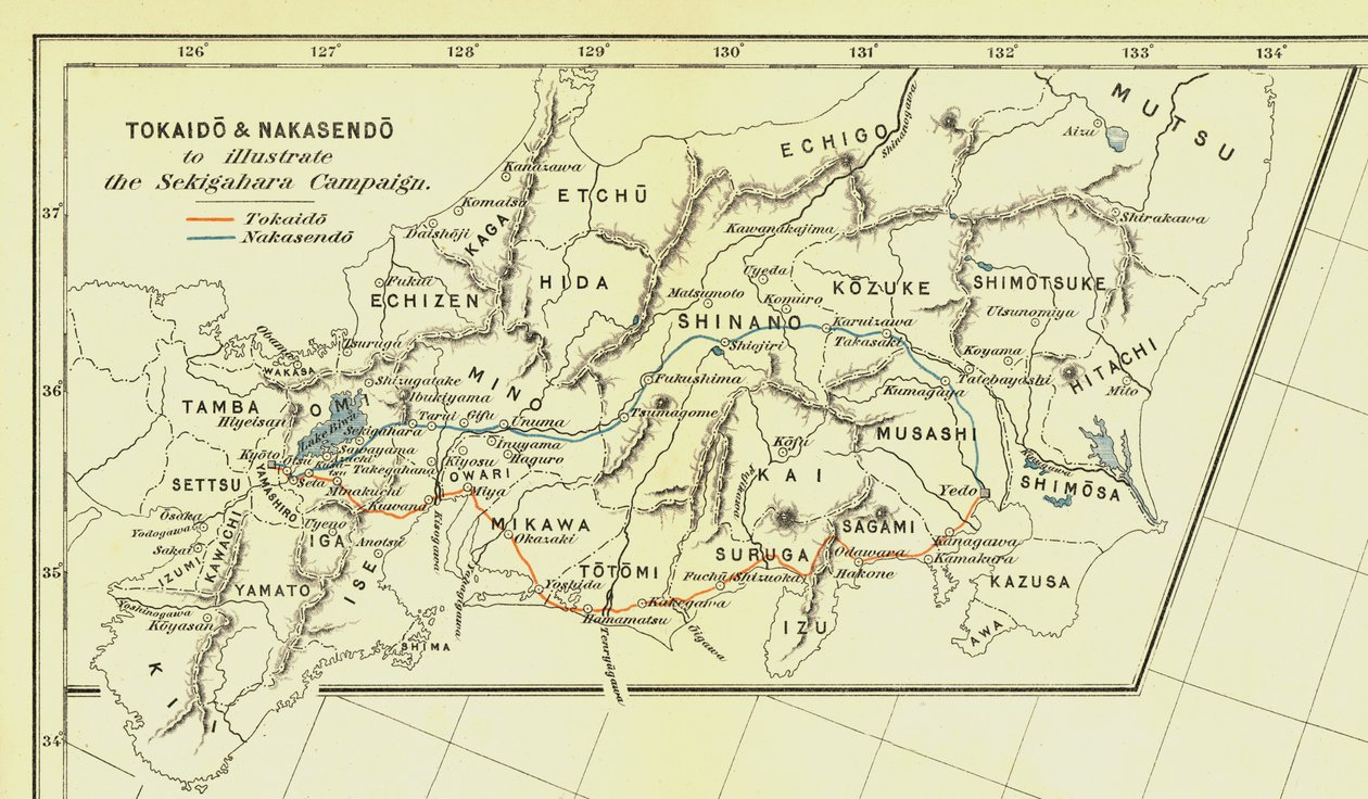 Tokaido & Nakasendo to illustrate the Sekigahara Campaign, 1903. af Unbekannt