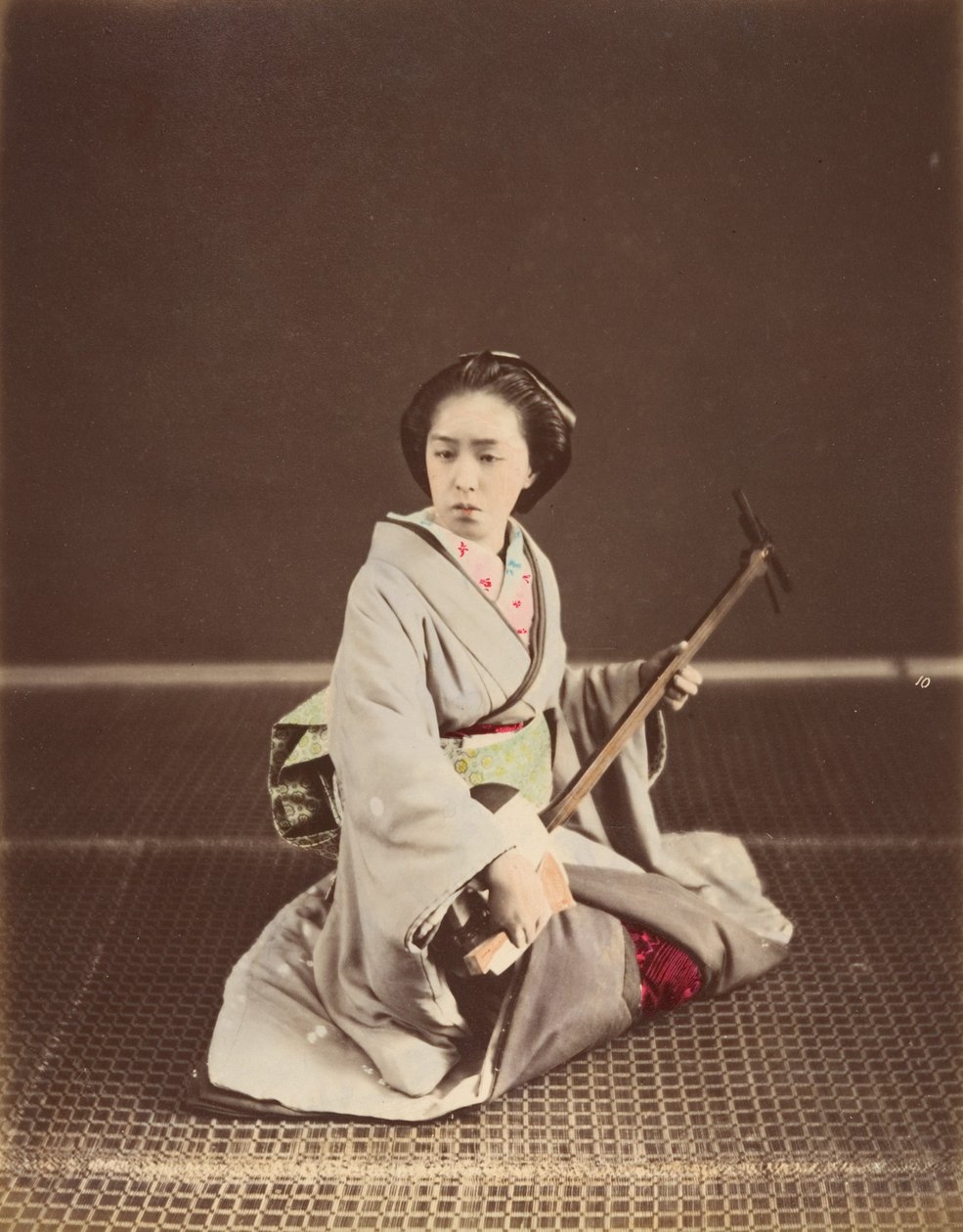 "Tokyo Geisha med Shamisen", 1870
