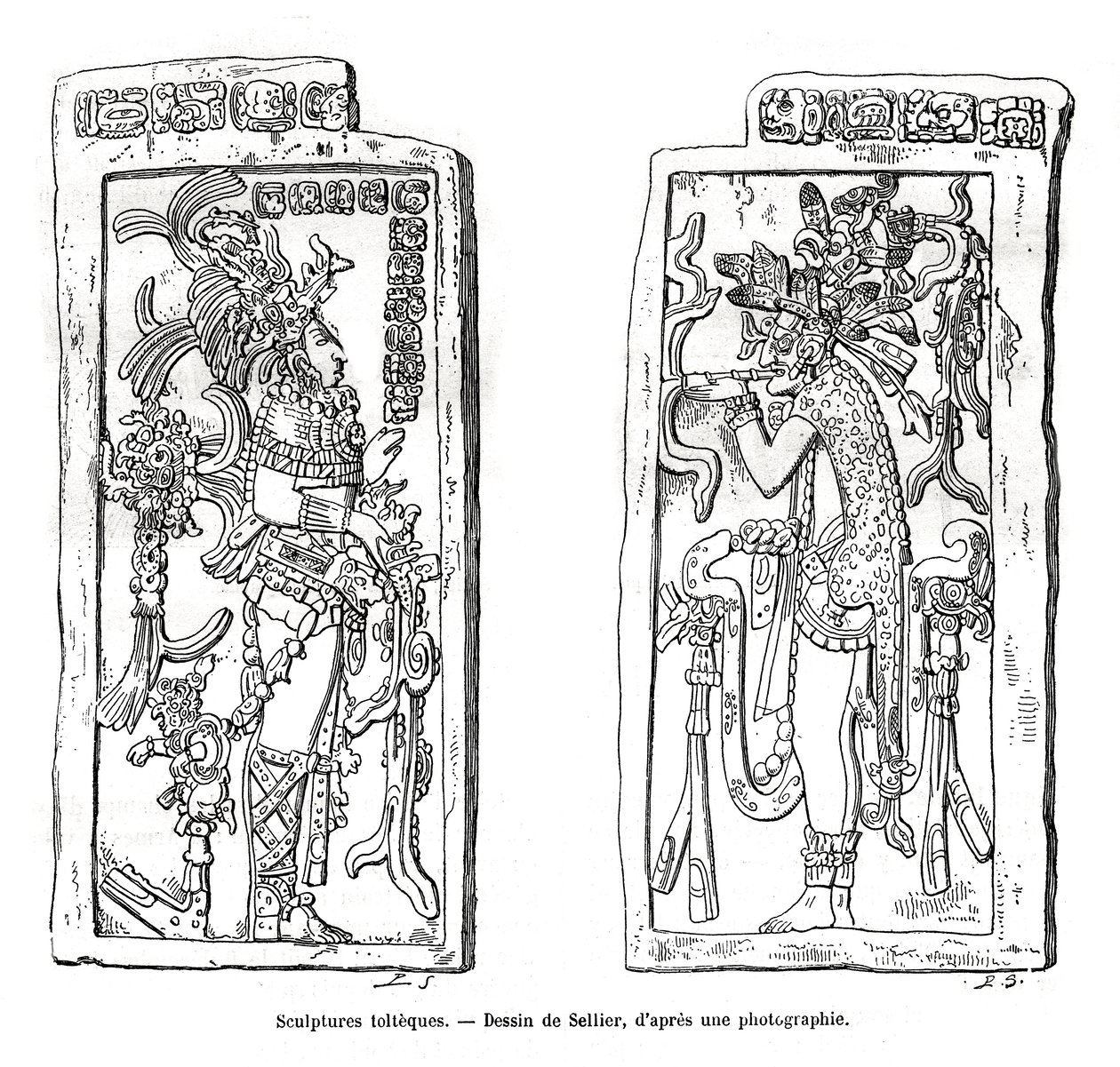 Toltec-skulpturer, Mexico, 1800-tallet af Unbekannt