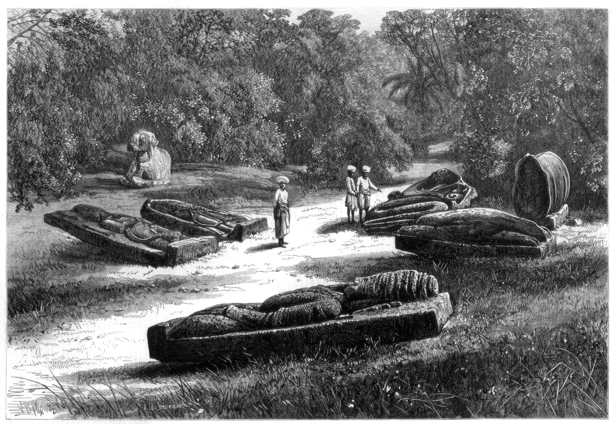 Tombs of the Gond Rajahs, Chanda, det centrale Indien, 1875 af Unbekannt