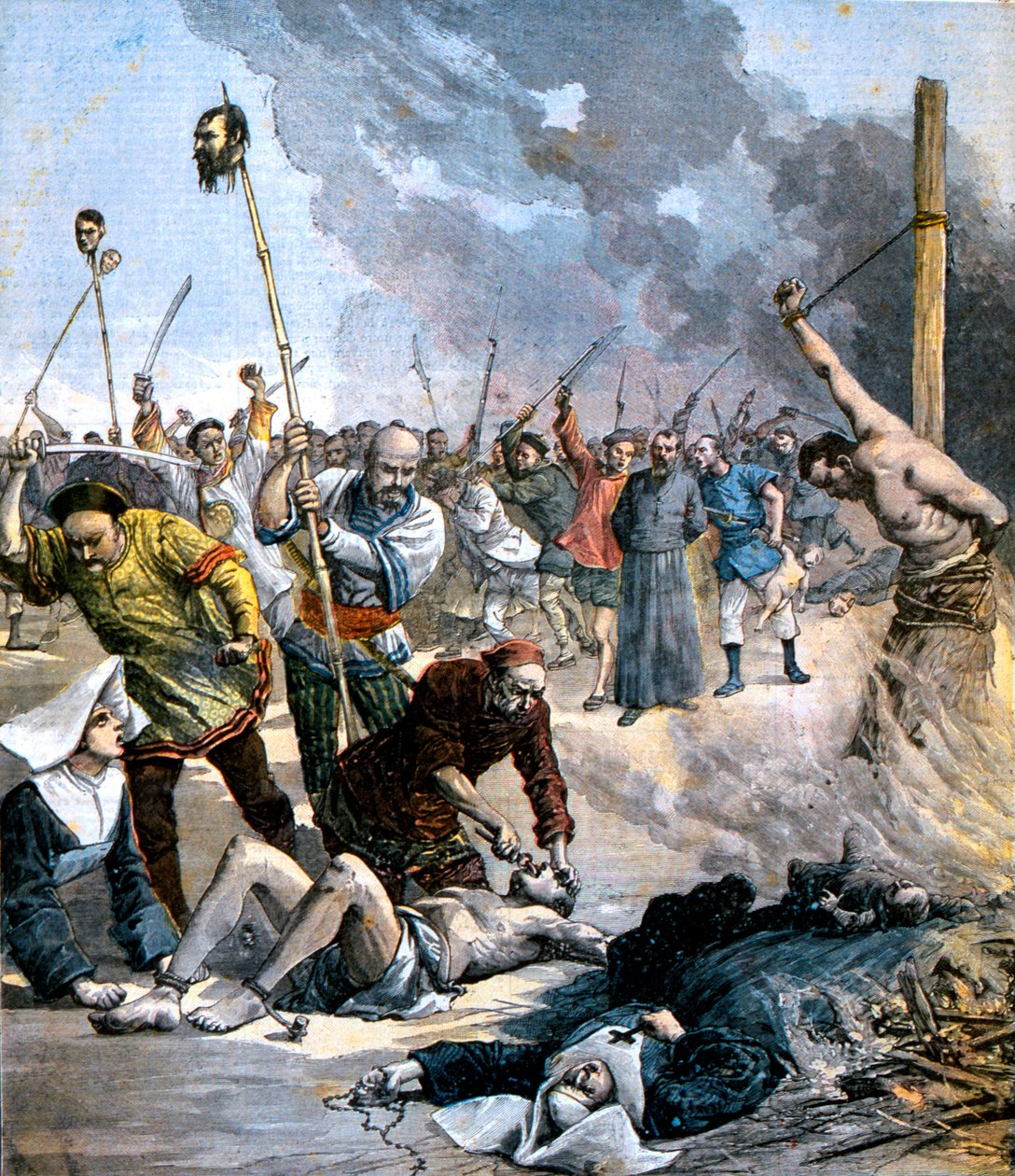 Tortur og mord på kristne nonner og præster under Boxer-opstanden i Kina, 1891 af Unbekannt