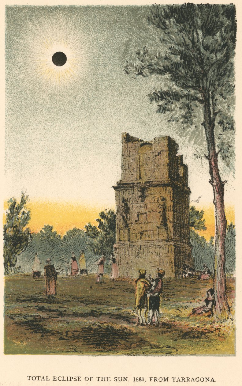 Total solformørkelse i 1860 observeret fra Tarragona, Spanien, 1884 af Unbekannt