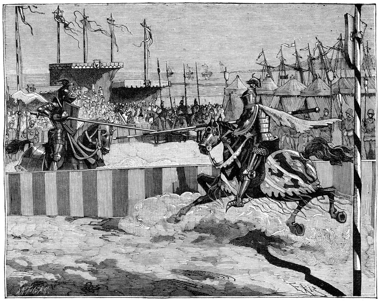 Turnering for kroningen af Louis II dAnjou, nær Calais, c1389 1882-1884 af Unbekannt