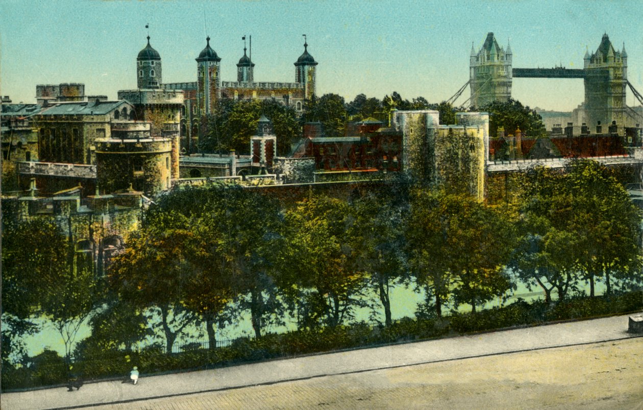 Tower Bridge og Tower of London, c1910. af Unbekannt