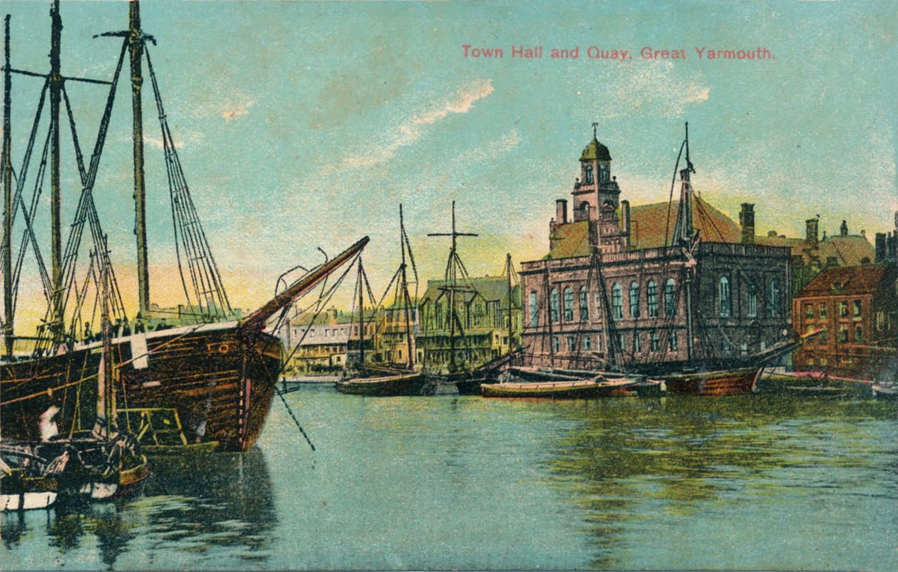 Rådhus og kaj, Great Yarmouth, Norfolk, c1905 af Unbekannt