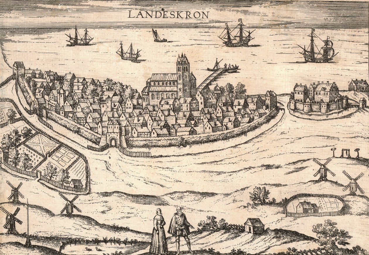 Byen Landskrona, Sverige, 1580