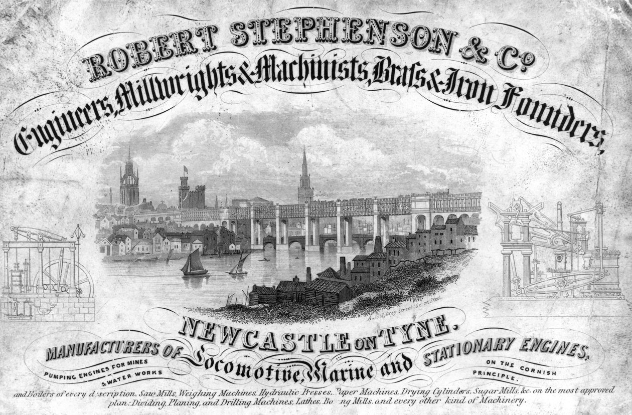 Handelskort fra Robert Stephenson & Company, engelsk ingeniør, ca. 1800-tallet af Unbekannt