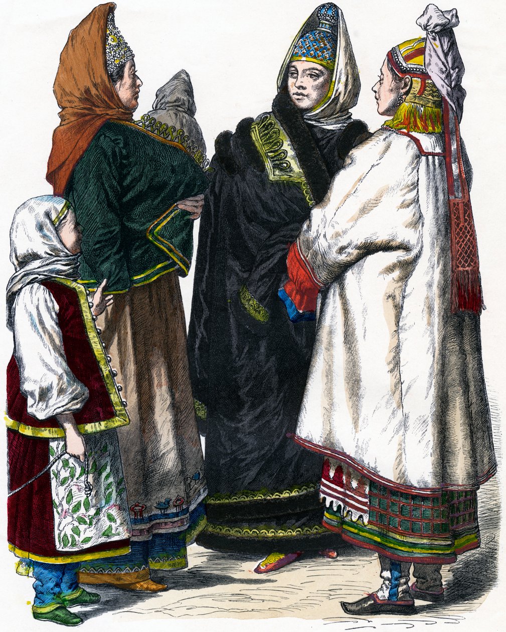 Traditionel russisk kostume, c1850 af Unbekannt