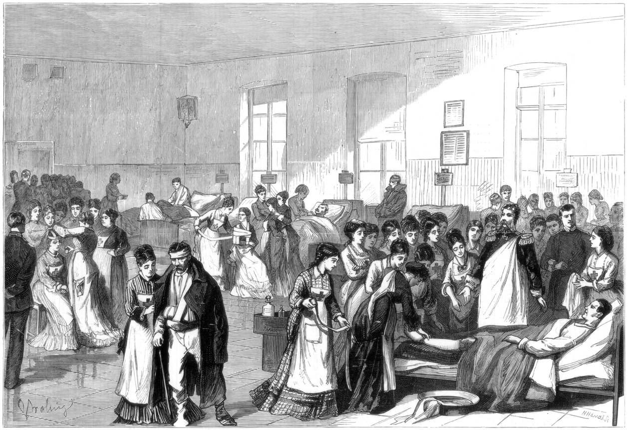 Uddannelse af kvinder til sygeplejersker på et militærhospital i Skt. Petersborg, 1877 af Unbekannt