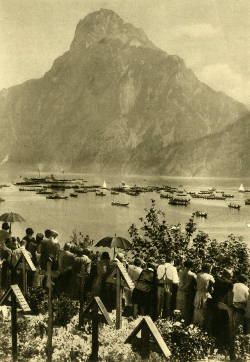 Traunstein og Traunsee, Øvre Østrig, c1935. af Unbekannt
