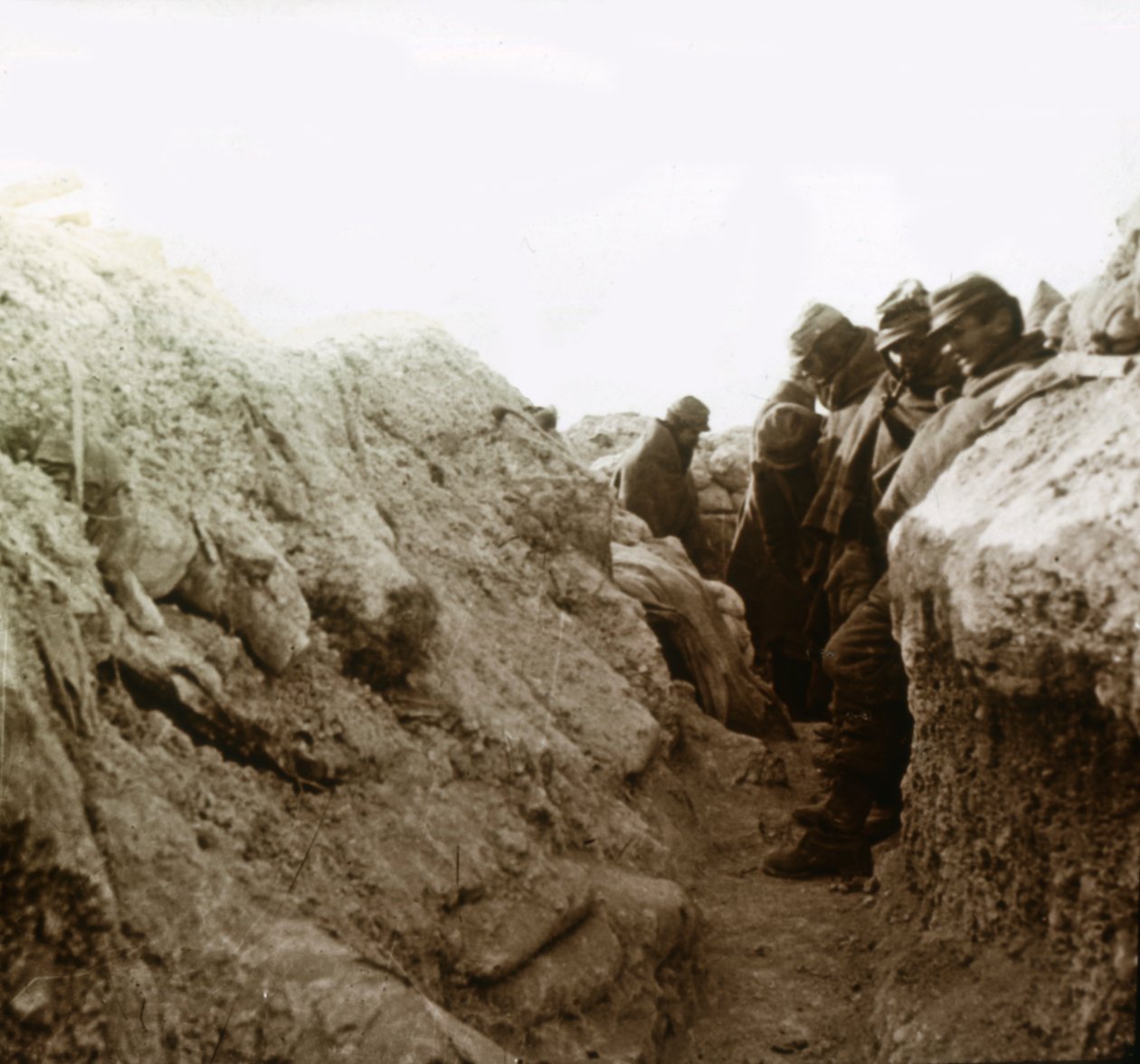 Skyttegrave, Champagne, Nordfrankrig, c1914-c1918 af Unbekannt