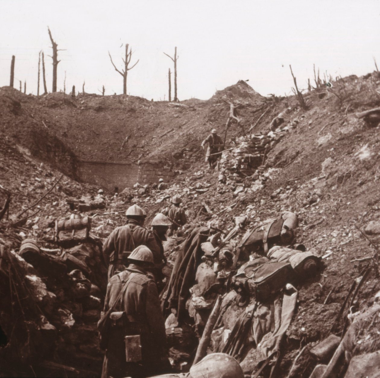 Skyttegrave, Fort Vaux, Nordfrankrig, c1914-c1918 af Unbekannt