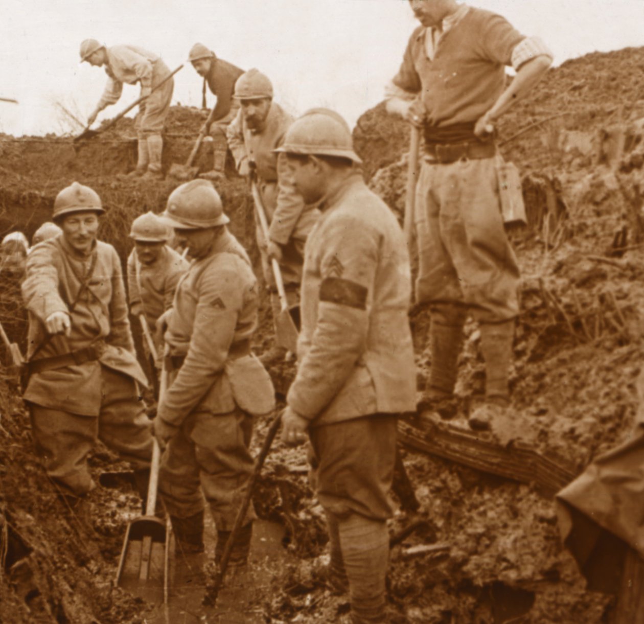 Skyttegrave, Quennevières, Nordfrankrig, c1914-c1918 af Unbekannt
