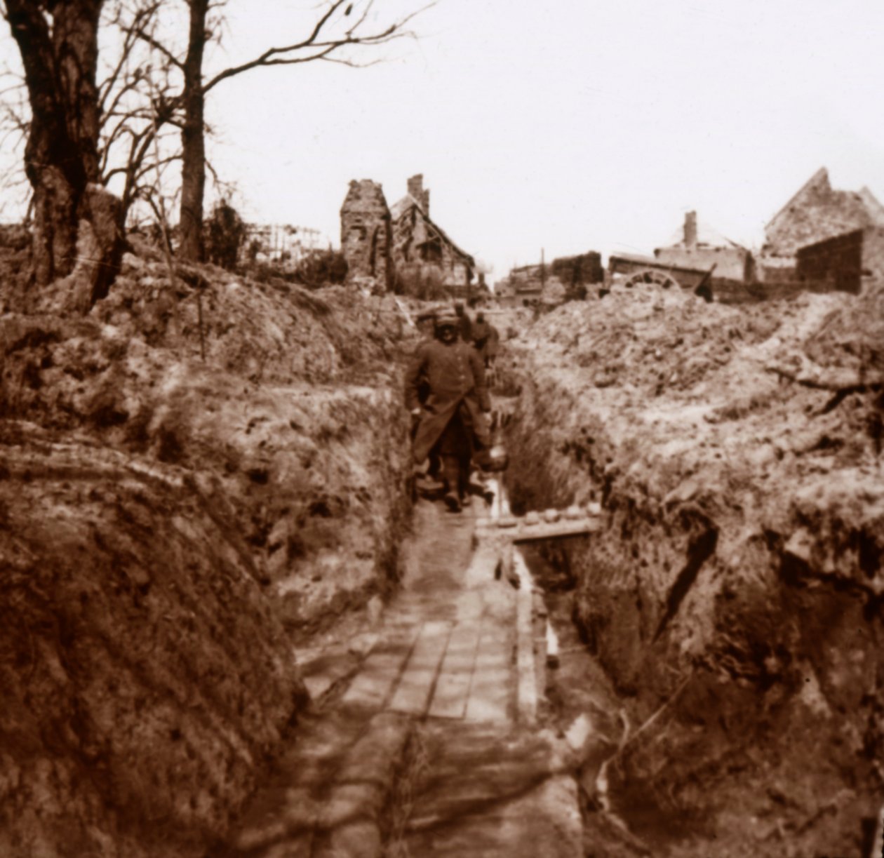 Skyttegrave, Somme, Nordfrankrig, c1914-c1918 af Unbekannt