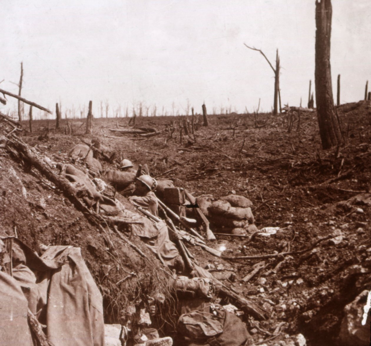 Skyttegrave, Vaux, Nordfrankrig, c1914-c1918 af Unbekannt