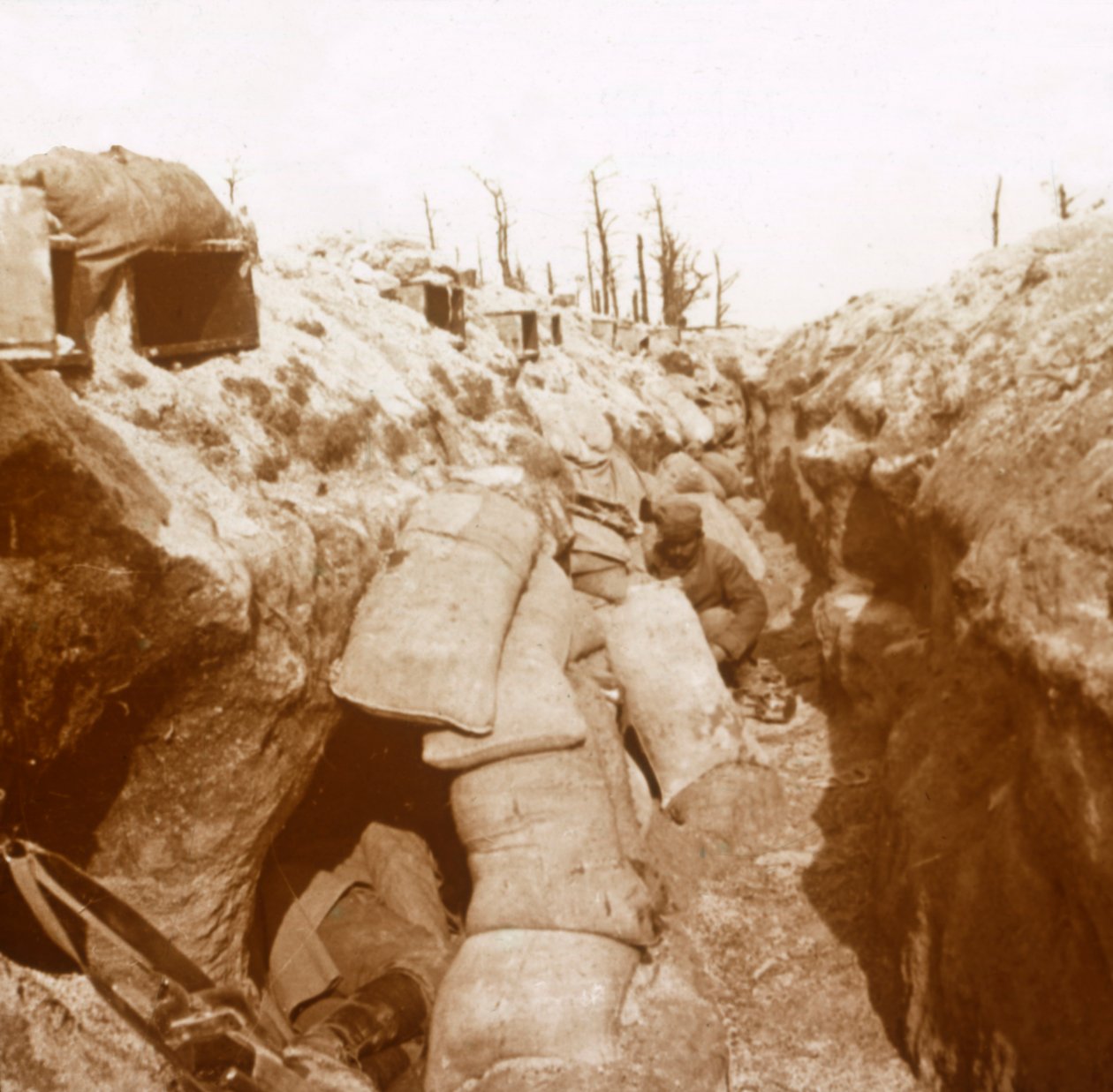 Skyttegrave i Champagne, Nordfrankrig, c1914-c1918 af Unbekannt
