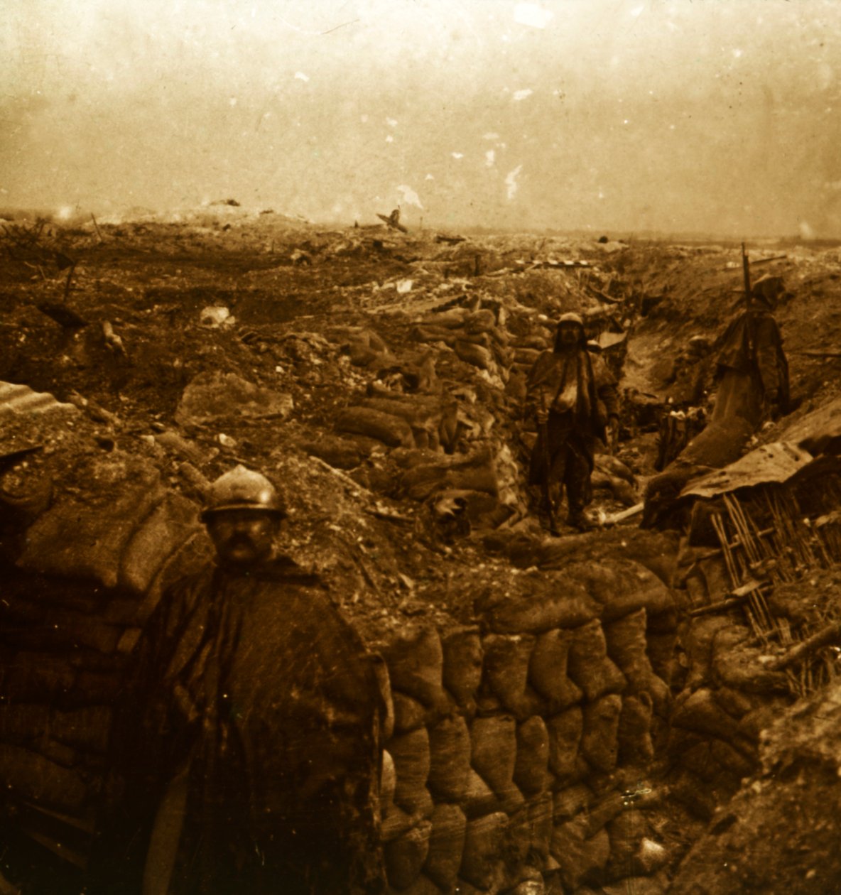 Skyttegrave på frontlinjen, Moulin de Souain, Nordfrankrig, c1915 af Unbekannt