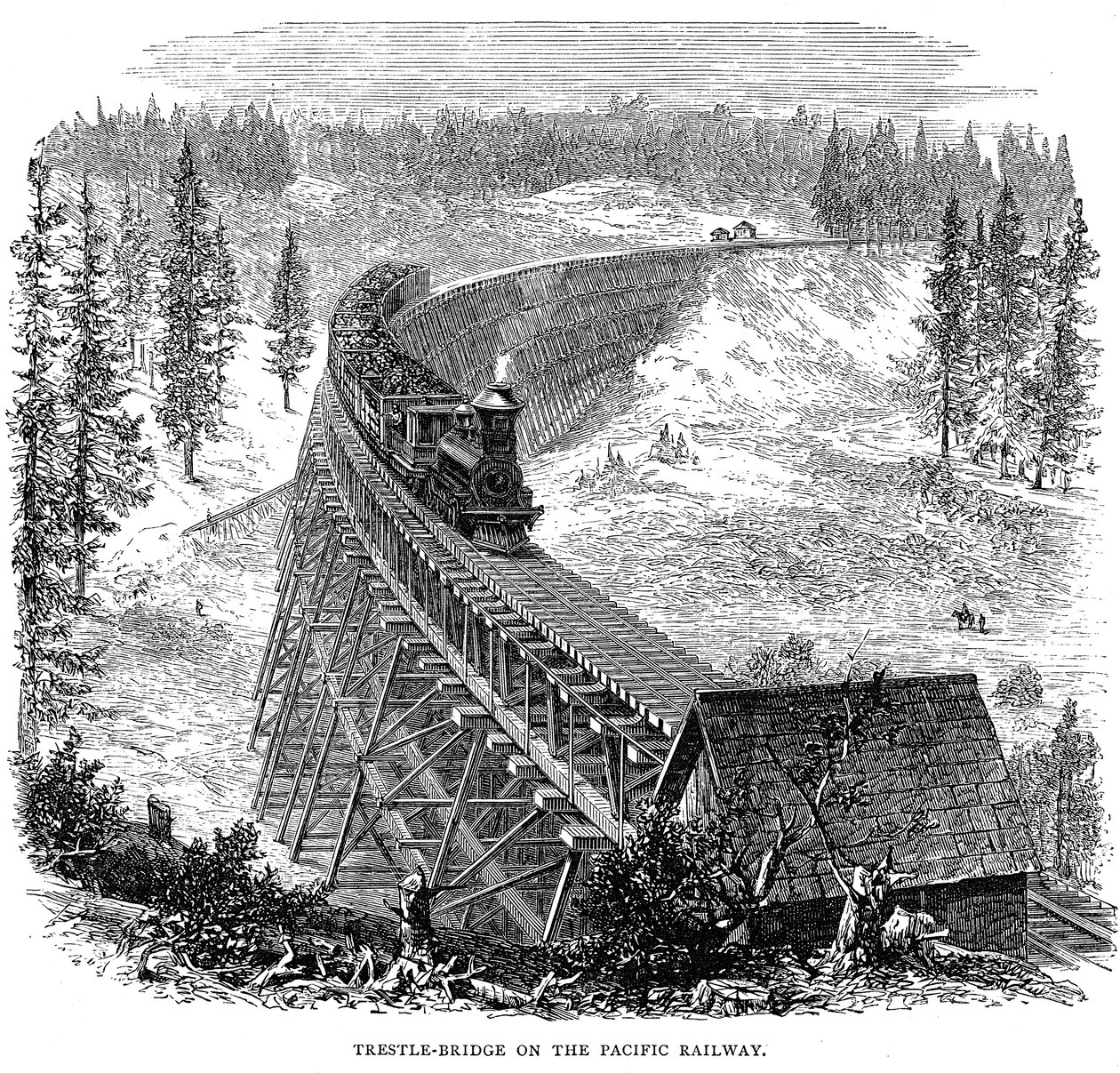 Trestle Bridge på Union Pacific Railroad, USA, 1876 af Unbekannt