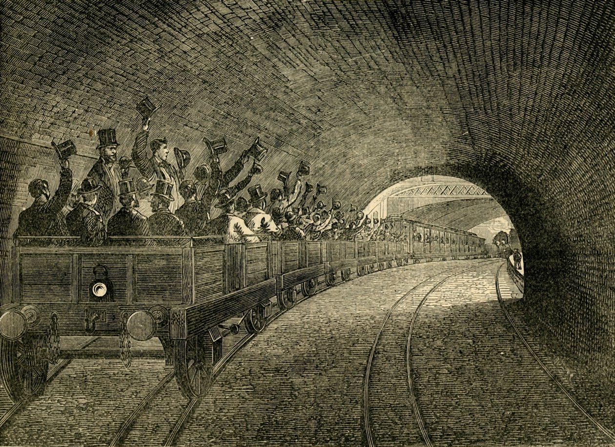 Prøvetur på den underjordiske jernbane, 1863, c1876. af Unbekannt