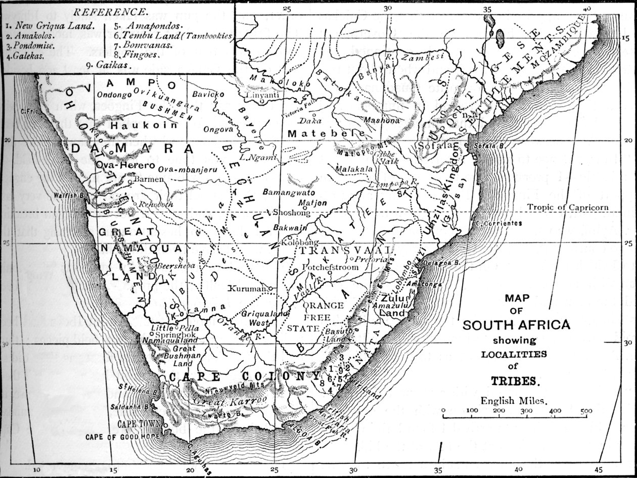 Stammekort over Sydafrika, c1880 af Unbekannt