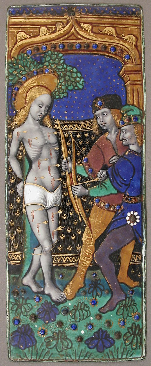 Triptykonpanel med Sankt Sebastian, fransk, 15.-16. århundrede. af Unbekannt