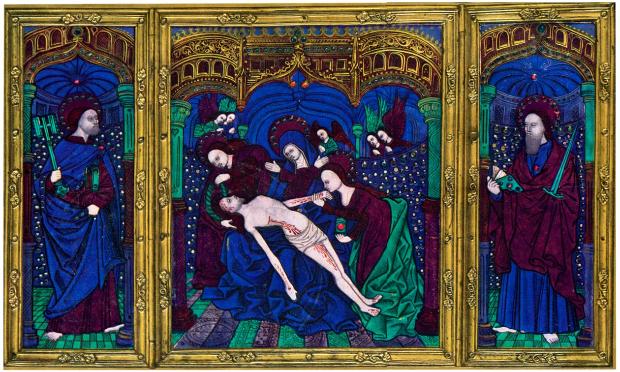 Triptykon, champlevé-emalje på kobber, 1500-tallet, 1931 af Unbekannt