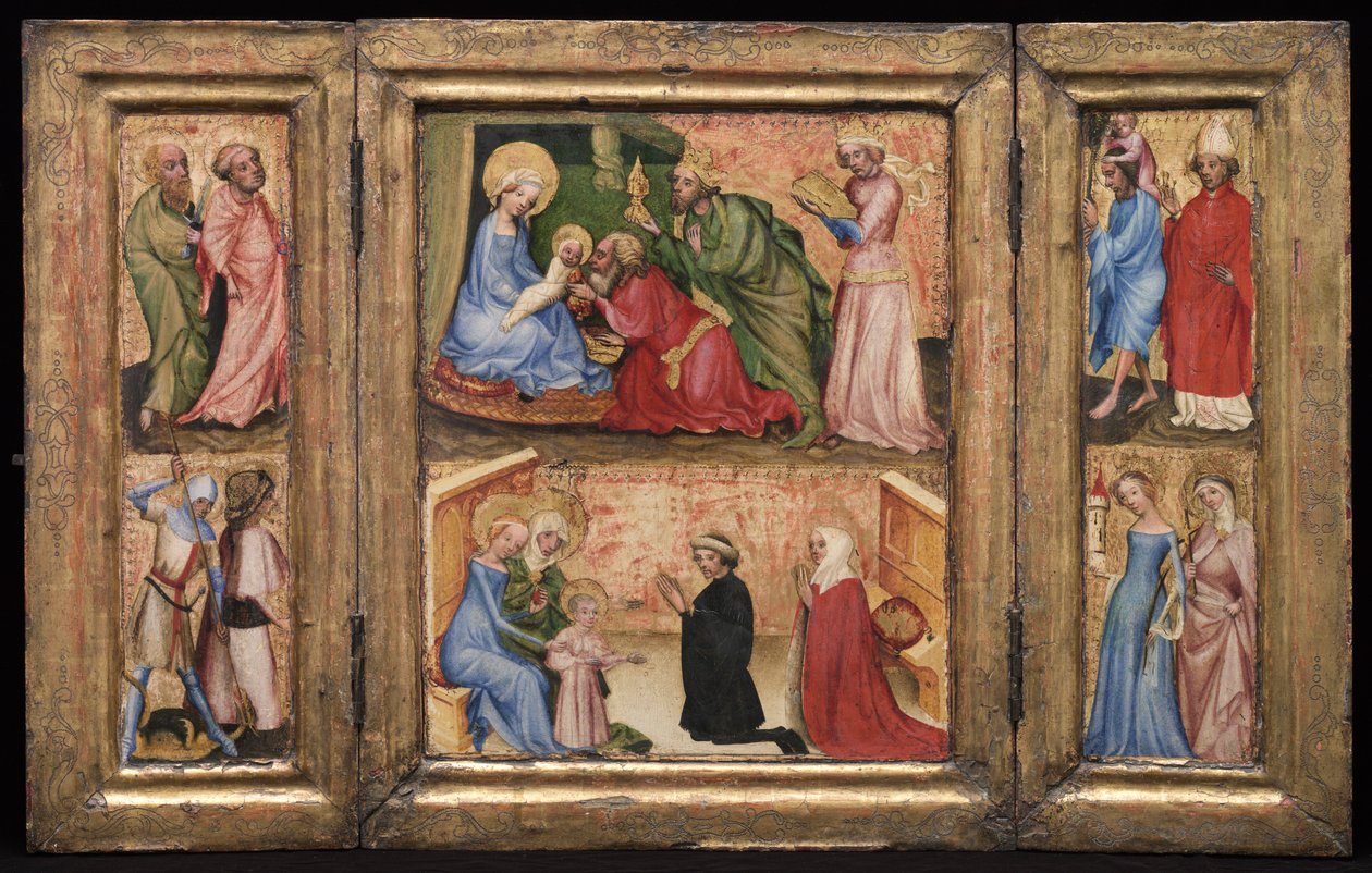 Triptykon med tilbedelse af magi af Unbekannt Unbekannt