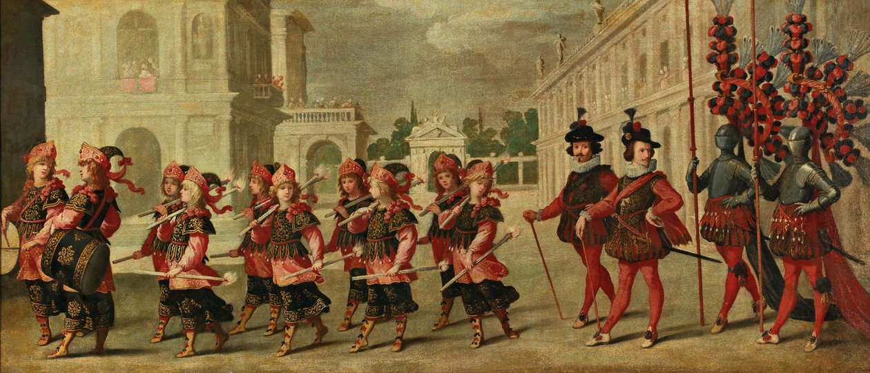 Triumfprocession med riddere af Malta -ordenen og Santiago de Compostela -ordenen af Unbekannt