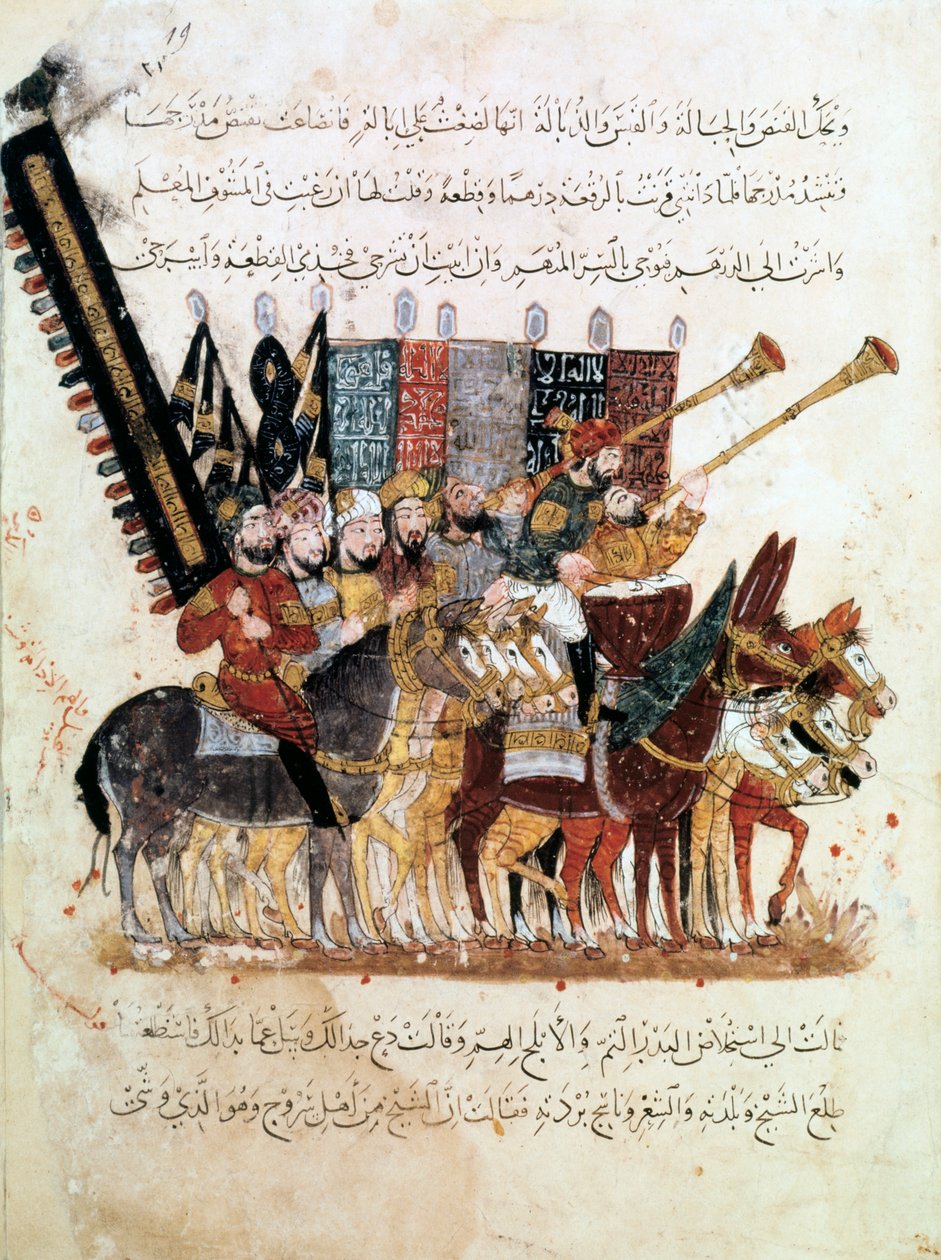 Trop af ryttere ved en religiøs ceremoni, c1240 af Unbekannt